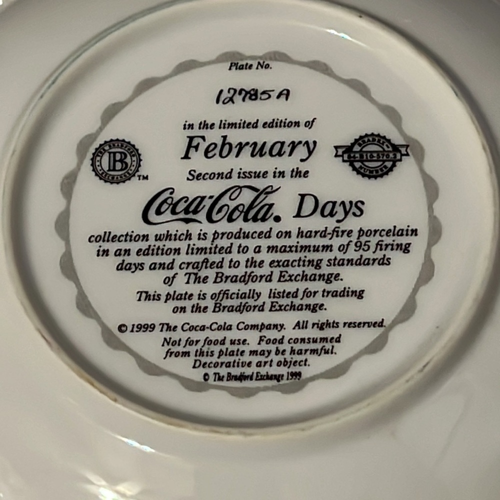 Coca-Cola Limited Edition February Plate #12785A - Picture 3 of 6